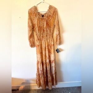 NWT Kate and Lily Size 12 Maxi Flowy dress, Size Large Sheer Top Boho Floral